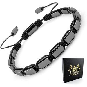 ​Genuine Hematite Bracelet For Men & Women – Adjustable Macrame Sliding Knot –